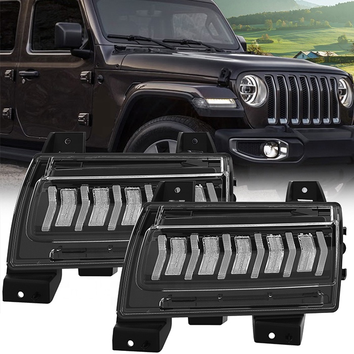 Для 2018 JL Wrangler Fender светодиодные дневные ходовые огни последовательный сигнал поворота для Jeep JL Drl Fender Light Sports