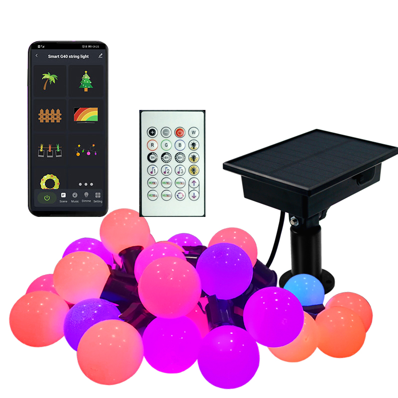Outdoor Waterproof G40 RGB Led Christmas Tree Solar Smart String Light