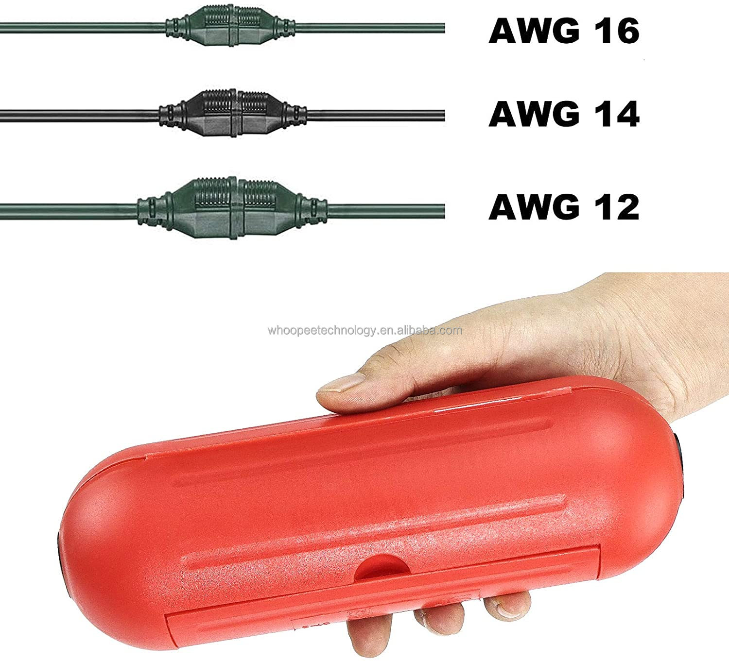 rainproof Seal Housing with 4 Latches Large Compartment for AWG 12/14/16 Cords Protect Holiday Lights and Plugs