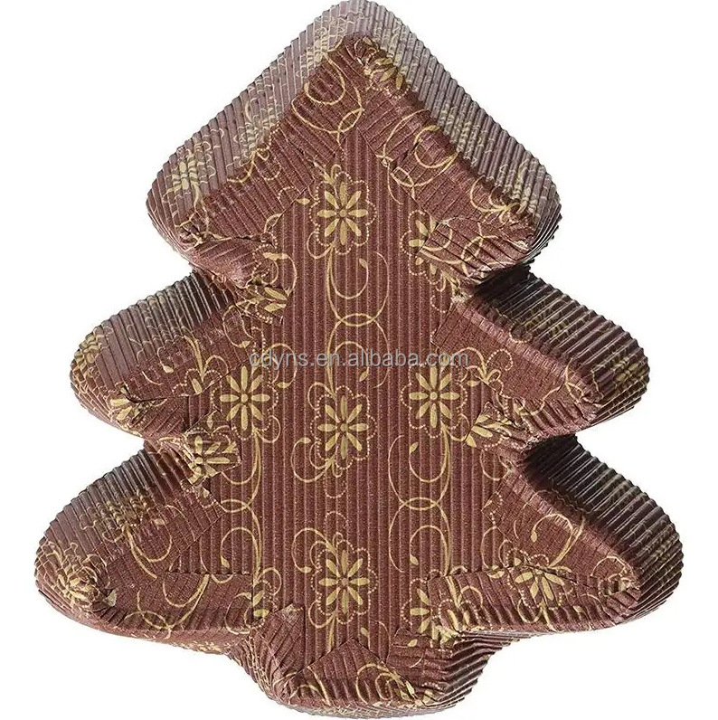 Panettone Paper Cake Mold Christmas Tree Shape Baking Pan Serve Tray Italian Style Bread Mould Set Custom Paper Loaf Cake Mold