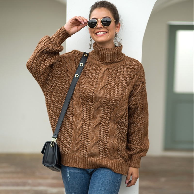Oem Manufacture New Style Mujer Womens Fall Winter Warm Long Sleeve Turtle Neck Pull Over Sweater Tops Mohair Sweater