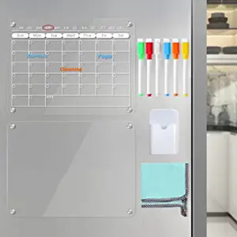 Magnetic Acrylic Sheet Board Custom Fridge Clear Dry Erase Calendar Board Refrigerator with Line
