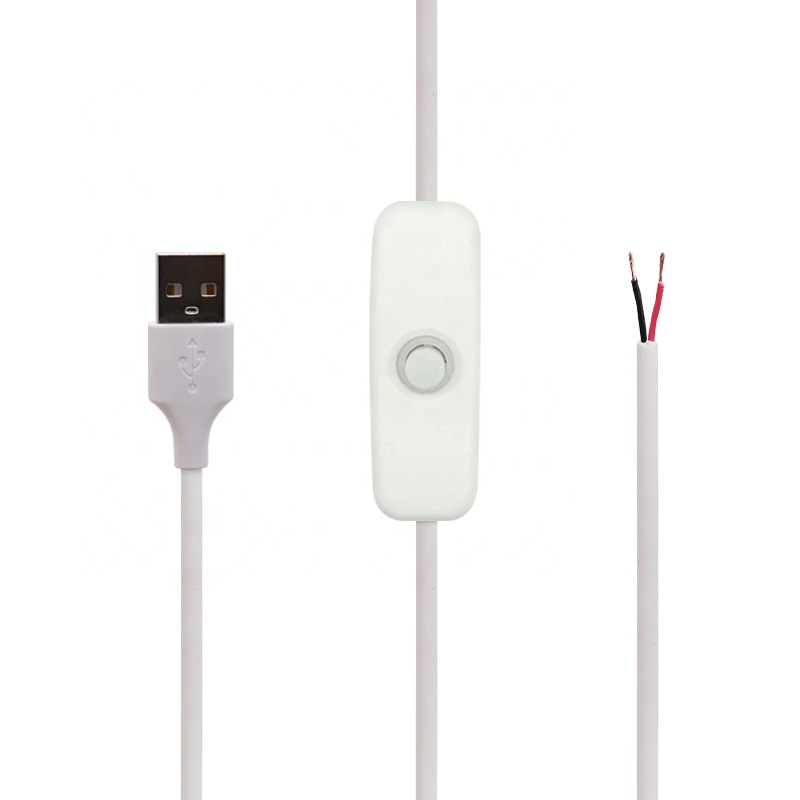 Индивидуальный USB-кабель 5 В для открытия конца с переключателем ВКЛ./ВЫКЛ., нажимная нижняя часть для рождественского светодиодного освещения, светодиодной лампы, вентилятора