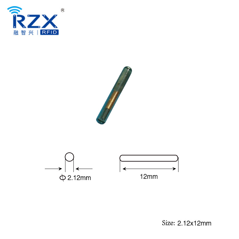 ID животного EM4305 Bioglass dia2.12x12mm RFID LF капсула микрочип