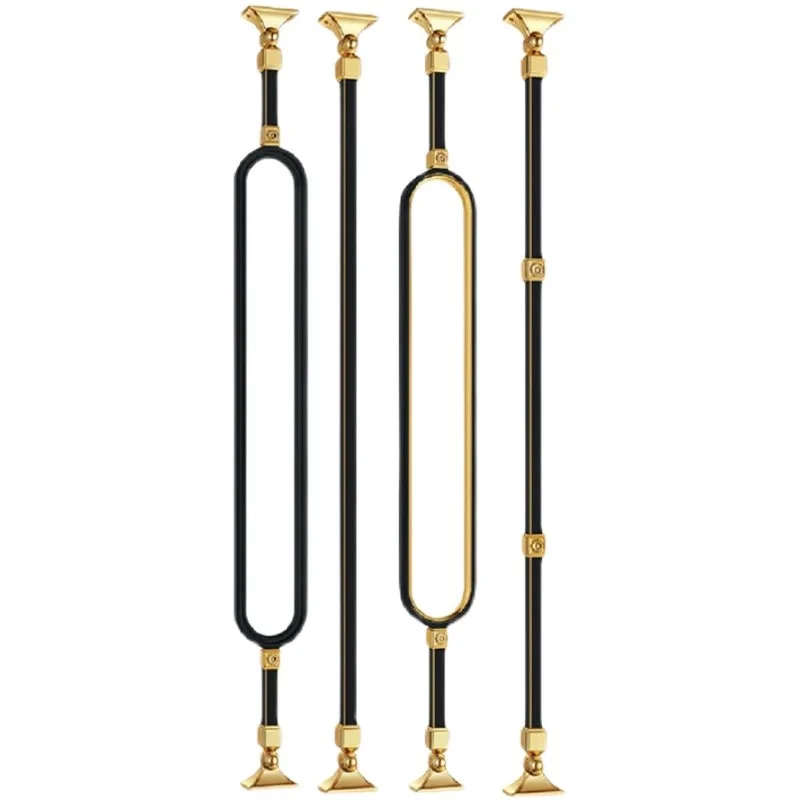 Luxury modern beautiful aluminum magnesium alloy interior stair decorative railing elegant black gold art railing