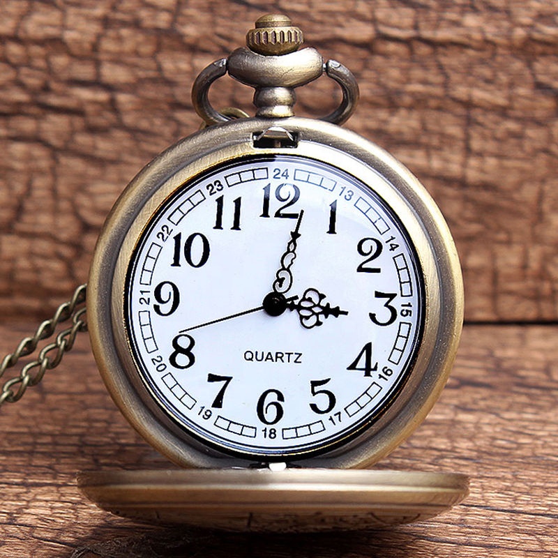 The United Kingdom Clock Men Engraved Bronze Flip Case Women Men Watches for Pocket Watch