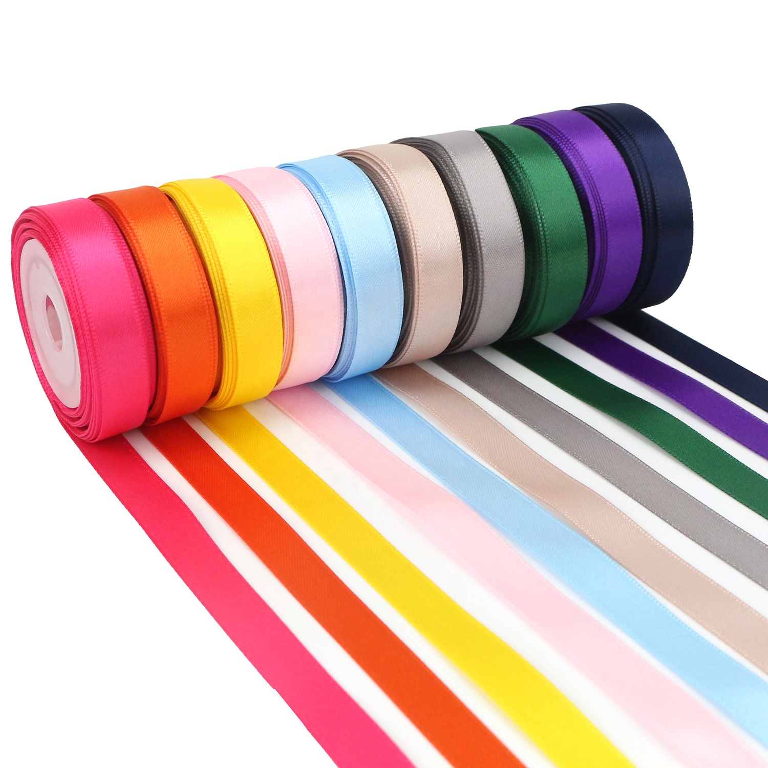 Midi Ribbons Wholesale High Quality 196 Colors Single/Double Face 100% Polyester Silk Satin Ribbon For Gift