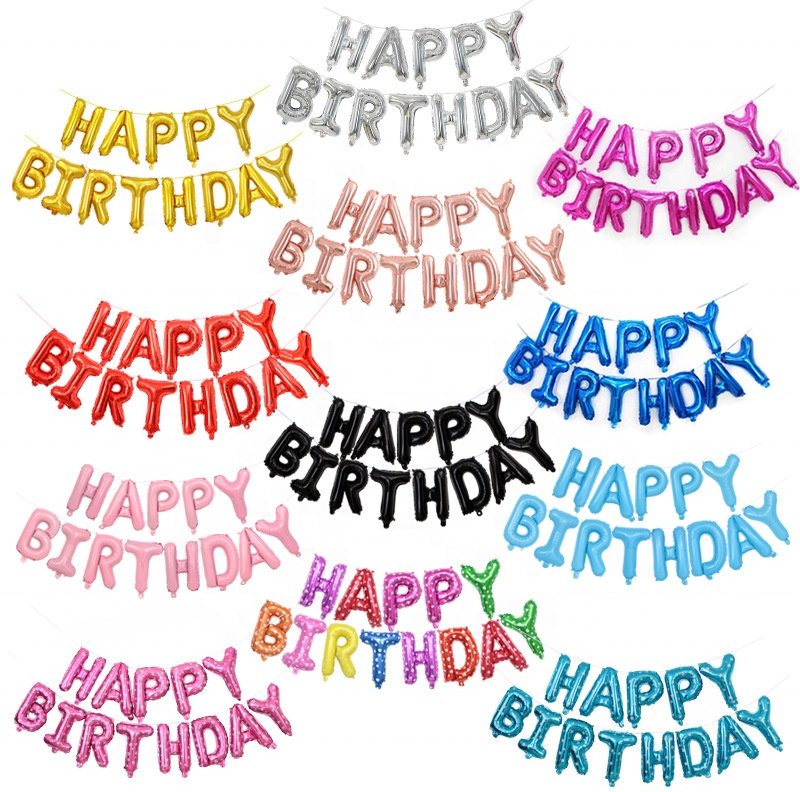 Воздушные шары с надписью «happy birthday» 16 дюймов
