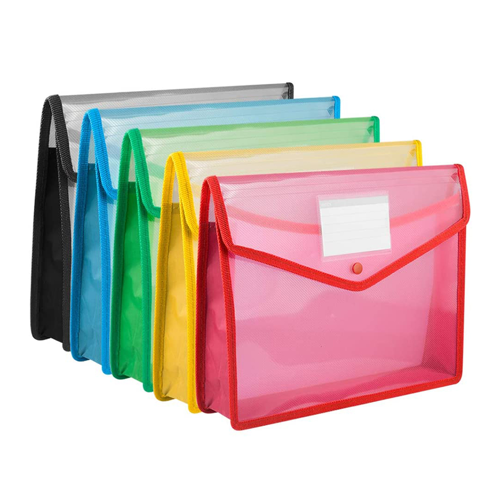A4 Transparent Lightweight Large Capacity Button Storage School Test Paper File Bag Portable Waterproof Folders Document Bags