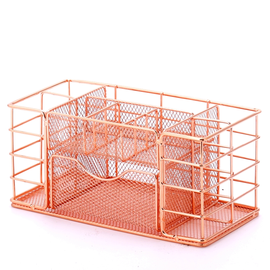 Professional OEM Factory Wire Mesh Make Up Cosmetics Rack Brush Basket Organizer for Bathroom Bedroom
