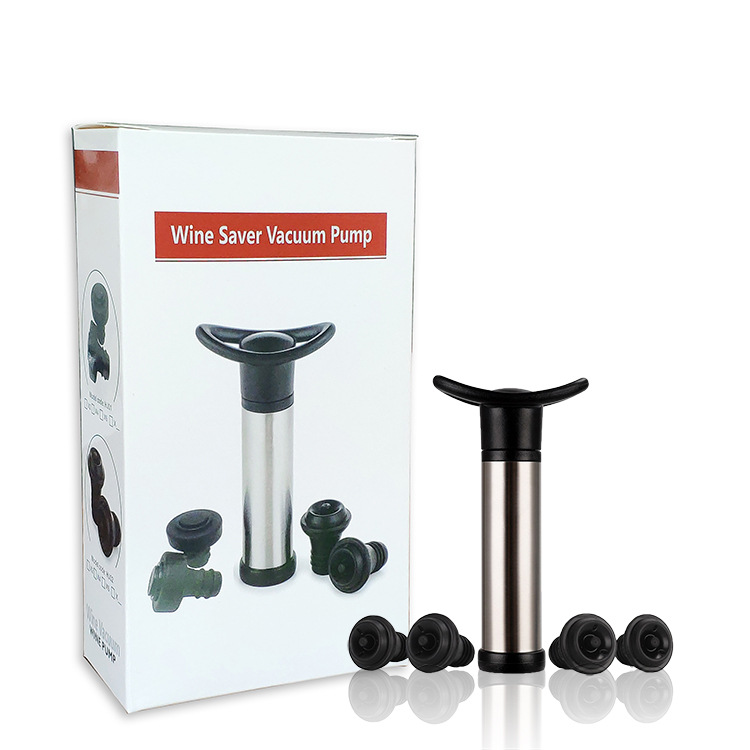 Amazon Hot Selling Factory Direct Custom Logo Wine Saver Pump with Vacuum Bottle Stoppers, Stainless Steel Silicone Pump and Wi