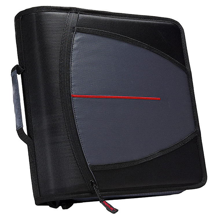 The Mighty Zip Tab Zipper Binder 3 Inch O-Rings 5 Pocket Expanding File Folder 600 Sheet Capacity