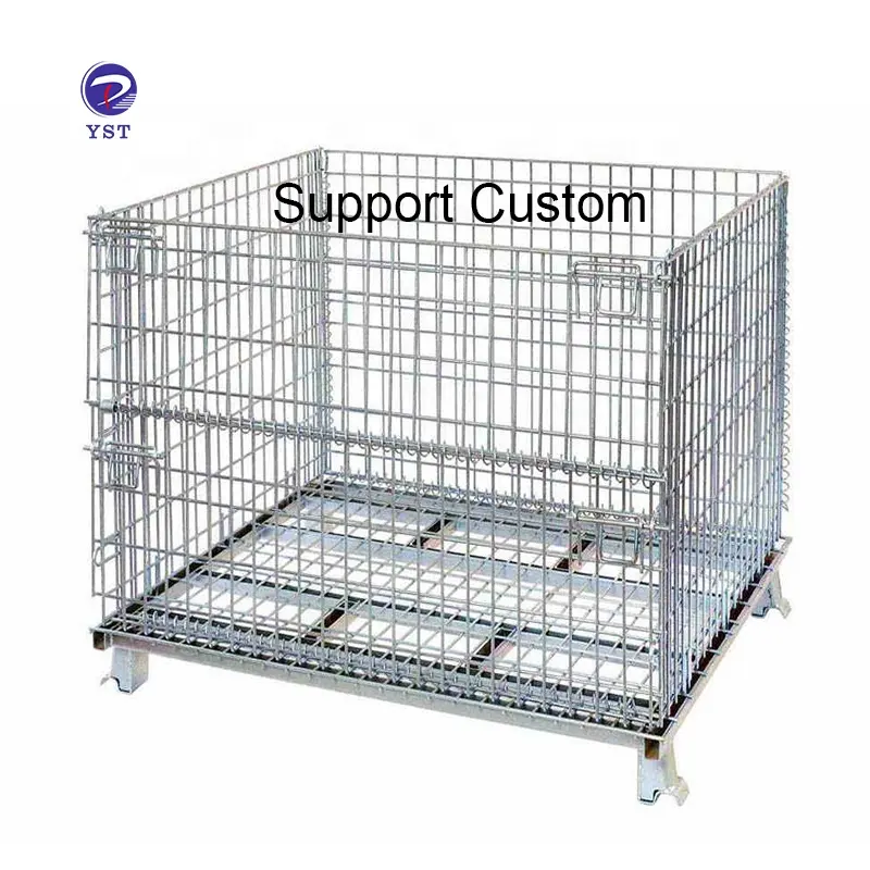Custom durable logistics foldable storage welded industry stackable steel wire cage