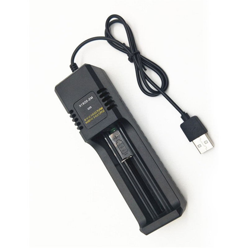 PUJIMAX Small 1 Slot Usb Plug Battery Charger With USB Cable Universal Li-ion 18650 26650 25500 Rechargeable Battery Charger