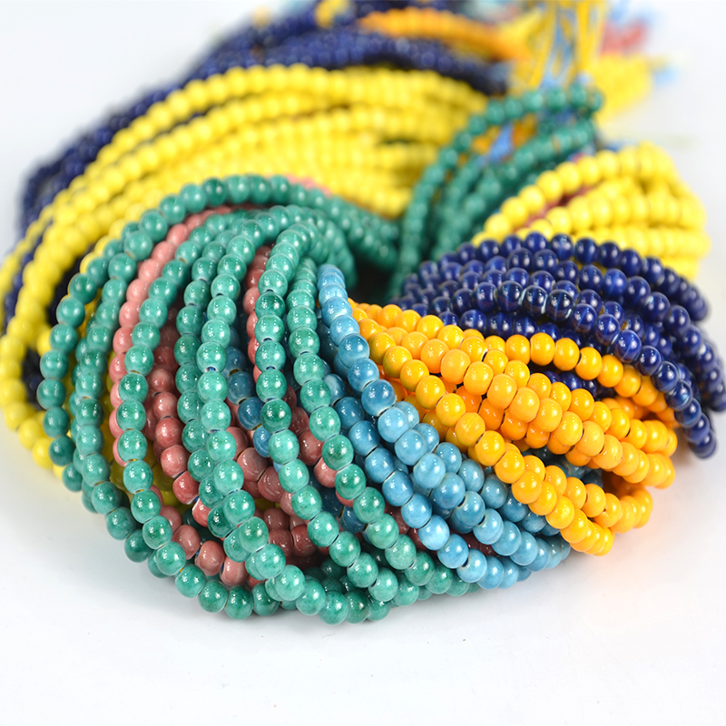 4mm Ceramic Beads in Bulk New Design Ceramic Clay Porcelain Beads Round Beads for Jewelry Making