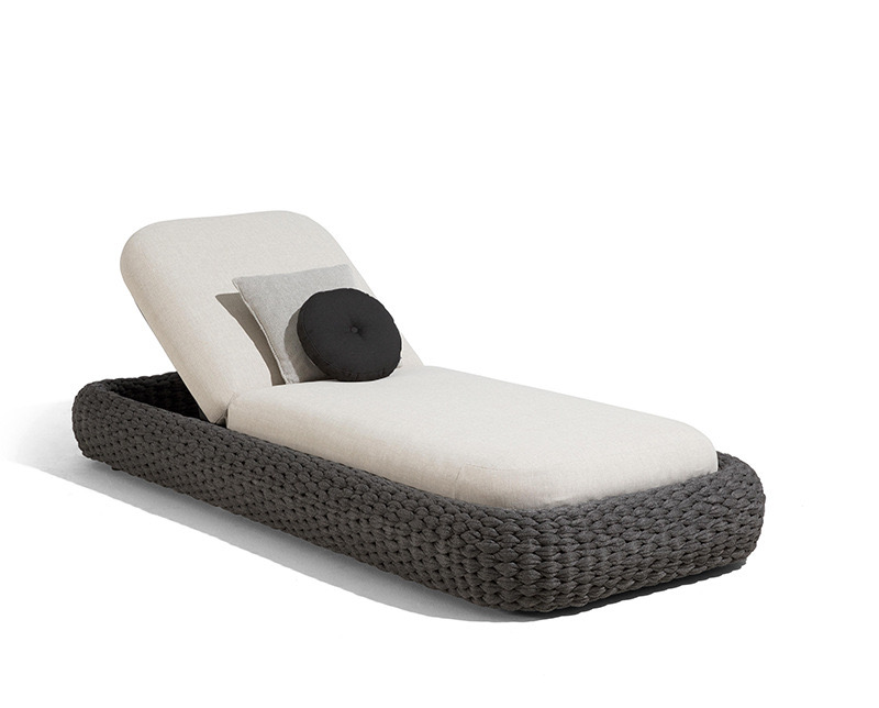 Outdoor Leisure Furniture Woven Rope Rattan Sun Lounger Rattan Sofa Lying Bed For Outdoor Courtyard Garden Swimming Pool