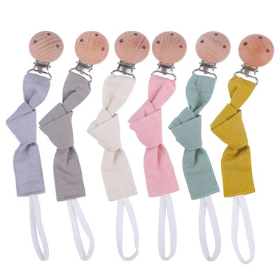 Ins Hot Sale Organic Cotton Muslin Teething Beads Pacifier Chain Clip Holder