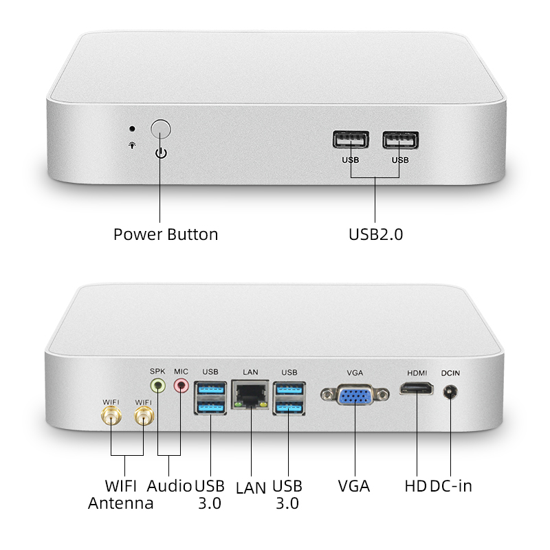 Компактный офисный мини-компьютер XCY Core i5 4200U i7 7500U 4K HTPC VGA USB WiFi Gigabit Ethernet Linux Win10
