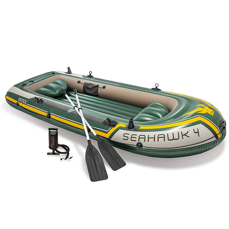 Оригинальная гребная лодка INTEX Seahawk 4, надувная лодка на 4 человека, пластиковые ПВХ рыболовные лодки зеленого цвета, складная лодка для весла