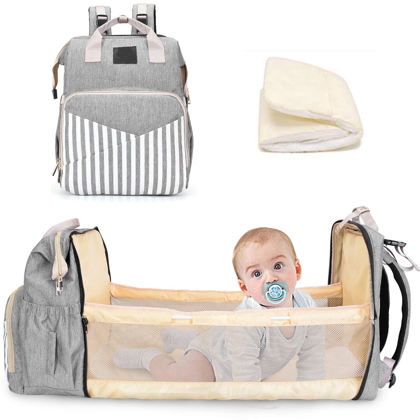 Expandable Diaper Bag Backpack Bassinet Diaper Bag With Bassinet