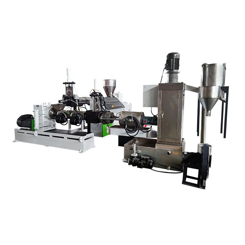 Two stage extrusion water ring cutting granulating line for scrap plastic recycling