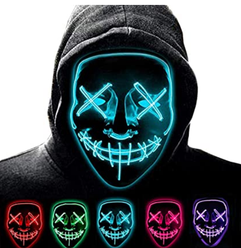 Hot sale Halloween masker led glowing masker black V shape with blood horror facepiece