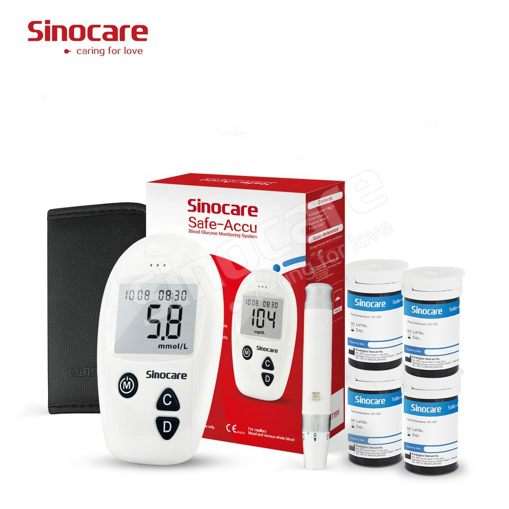 Анализатор гематологии Sinocare Safe Accu, измеритель уровня сахара в крови, прибор для измерения уровня глюкозы в крови с 100 полосками