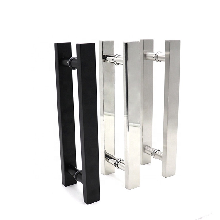 Can Be Customized Logo Modern Stainless Steel Tube Foot Column Inlaid With Brass Push Pull Sliding Glass Door Handle Sus304