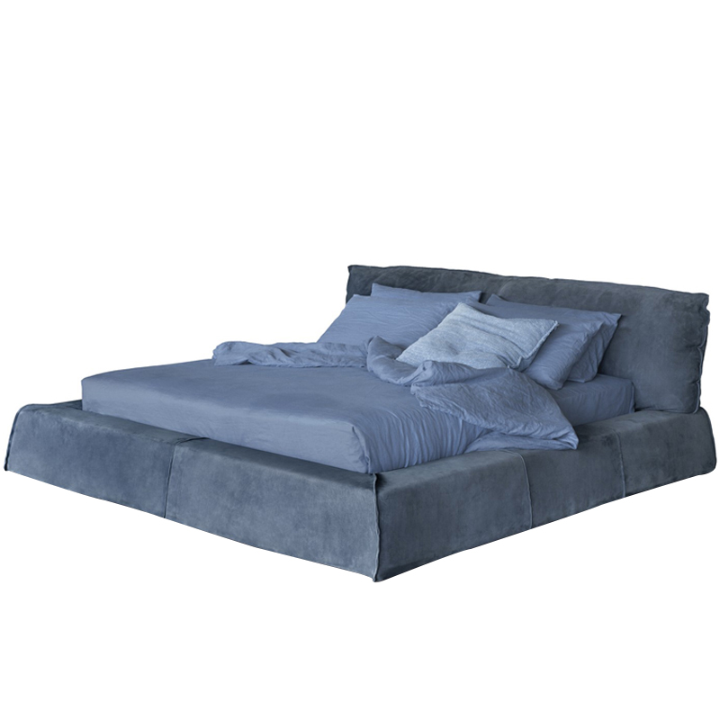 Italian minimalist bedroom set suede fabric king size bed modern simple INS style light luxury design soft comfortable bed frame