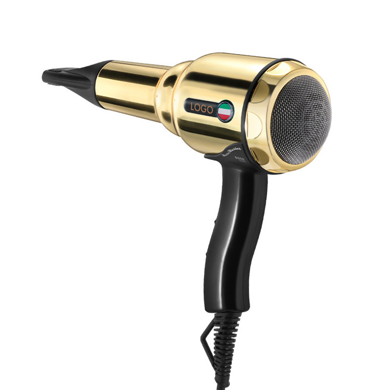 Salon Fast Drying Hair Styling Tools Hot Air Brush Cold Warm Hot Blower Hand Gold Metal Hair Dryer With Hair Comb Diffuser