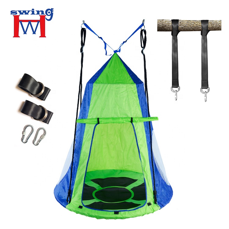 Good Selling 40'' Round Rope Hanging Swing Seat with Tent for Active Outdoor Play Equipment