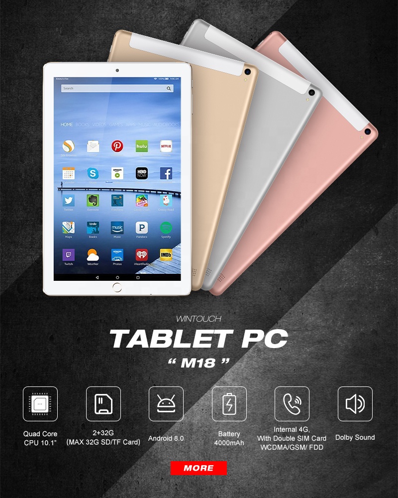 Золотой 10,1 дюймов 1280*800 IPS экран pc pad quad core android OS 8,0 сенсорный экран планшета с 4G, с функцией звонка GSM/WCDMA