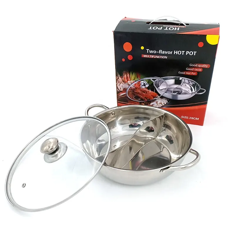 Multifunctional Stainless Steel Two-flavor chinese hot pot Good Quality Soup Pot Wholesale Soup & Stock Pots