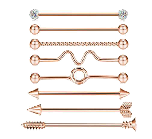 Steel 14g Industrial Ear Barbells Scaffold Earring Gems body piercing jewelry MIX Styles body piercing accessories