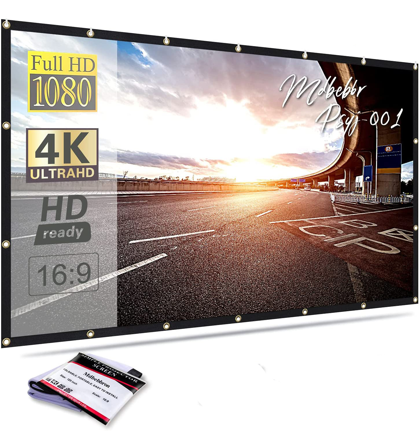 120 inch Projection Screen 16:9 4:3 HD Foldable Anti-Crease Portable Projector Movies Screen for Home Theater Outdoor Indoor