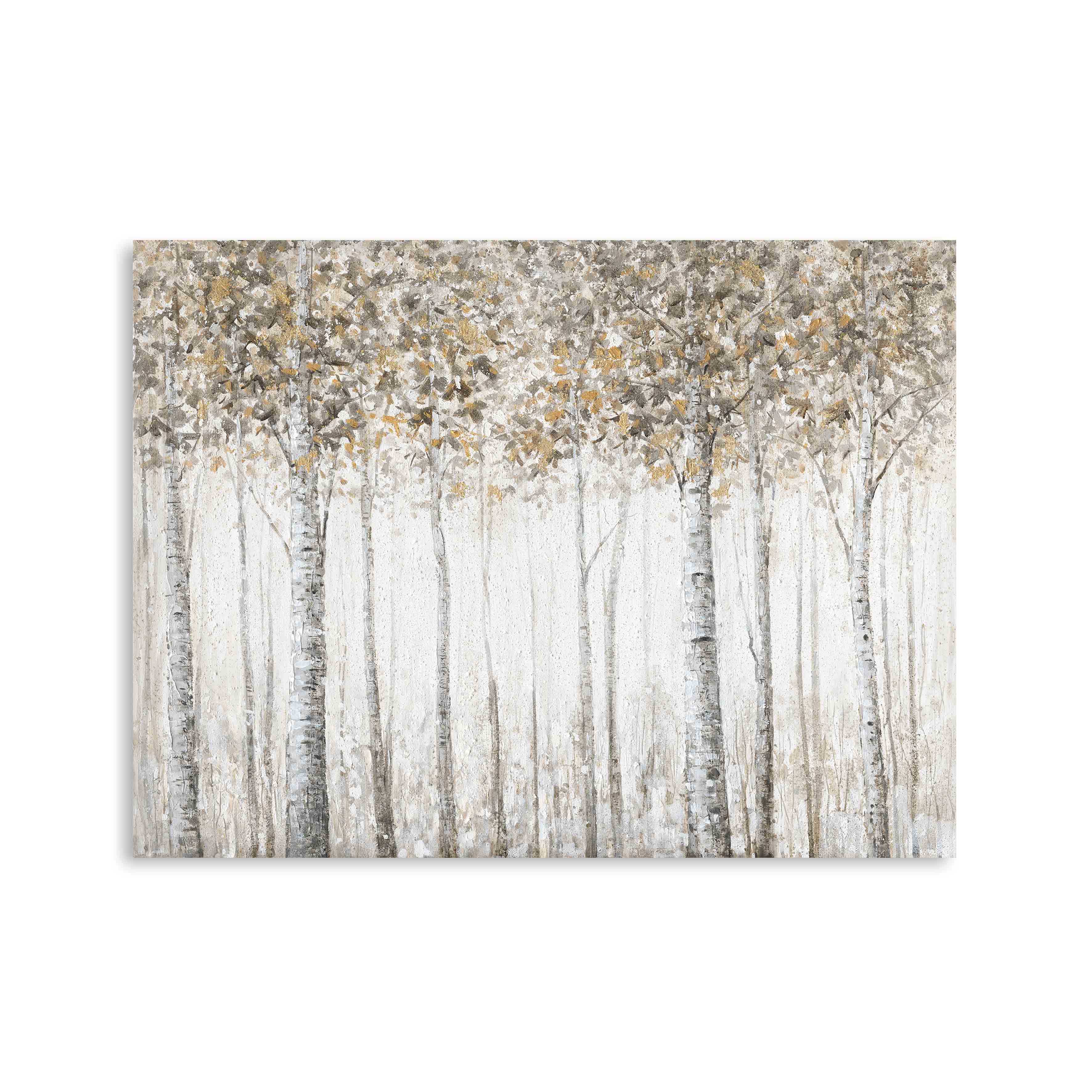 Popular Custom Design Brown Trees For Fall With Gold Foil Decorative Landscape Diamond Painting