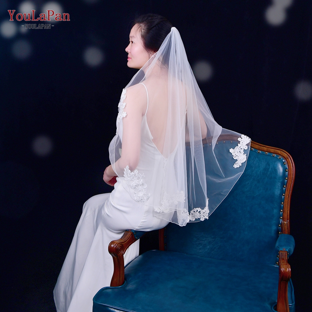 YouLaPan V78 новый продукт цвета слоновой кости белая Длинная свадебная фата Кружевная аппликация Цветочная Свадебная Однослойная Пряжа свадебные аксессуары