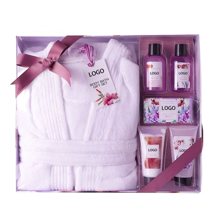 Wholesale customize private label luxury women pamper skin care bath and body bath spa box bath robe set gift