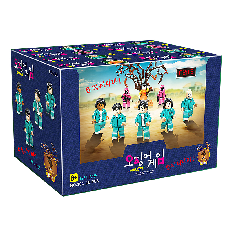 Игра «кальмар» из Южной Кореи, 123 деревянных людей с той же игрушкой, кукла для сборки, строительные блоки, игра «кальмар», игрушка
