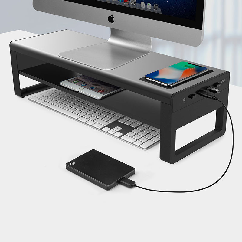 OEM 4 USB 3,0 концентратор Поддержка беспроводного зарядного устройства передача данных металлический алюминиевый USB компьютер ноутбук двойной монитор Стенд