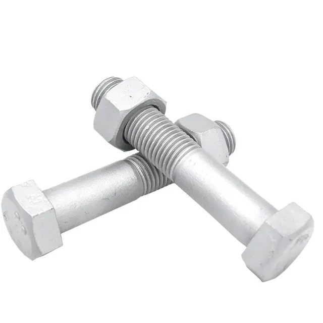 Din931 hot dip galvanized class 4.8 hex bolts with nuts