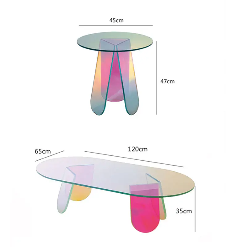 Table Design Fashion Coffee Table Simple Acrylic Rainbow Table Side Acrylic Iridescent Tables Furniture