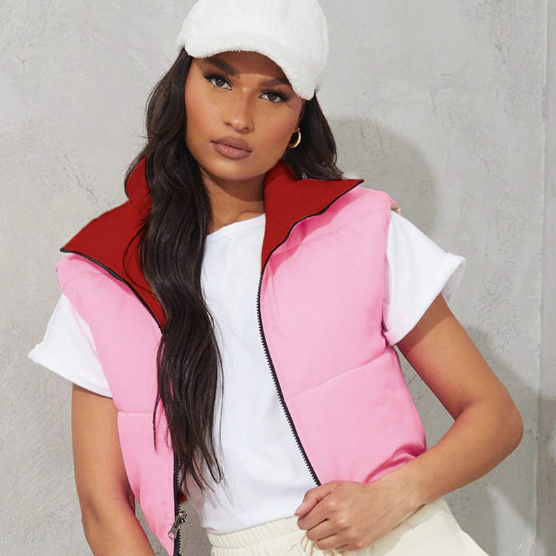 Hot Selling 2021 Winter Women Reversible Cotton Vest Parkas Sleeveless Bubble Jacket Coats