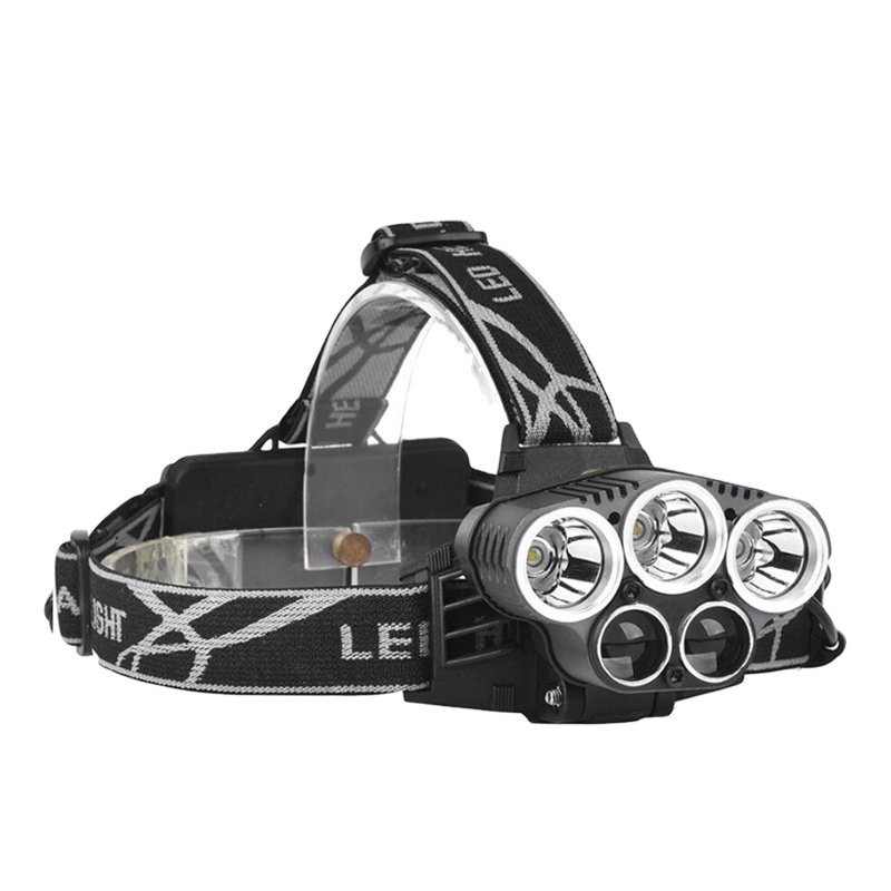 Ningbo Brightenlux Custom Printing 180 Adjustable 6 Lighting Modes USB Charging 5 Led Headlamp with Red Warning Light
