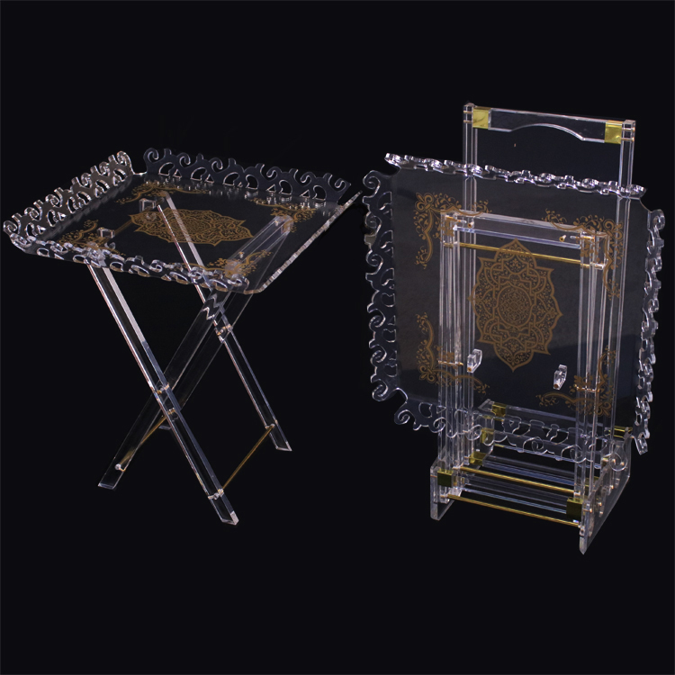 Wholesale Custom Size/Shape Transparent Clear Service Coffee Tables Set Acrylic Folding Tray Table With Printing