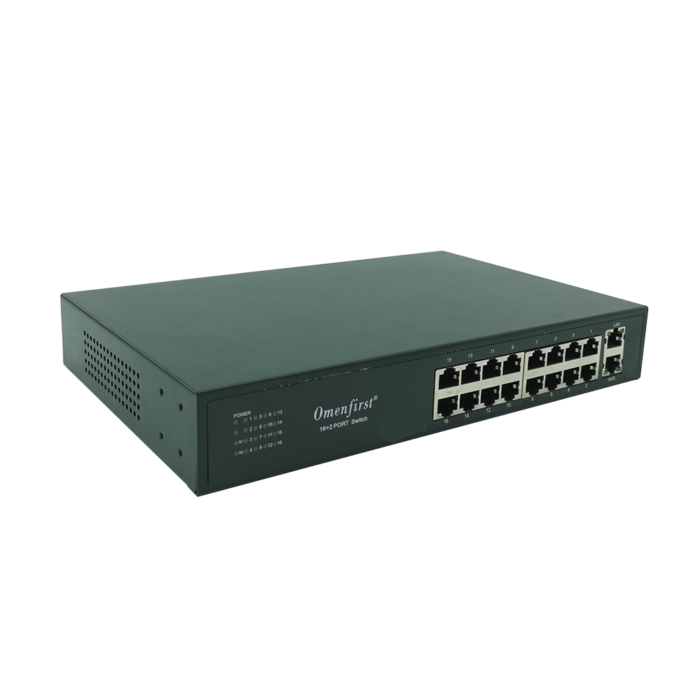 16-18 портов 16FE POE + 2GE Uplink + 1G SFP Poe коммутатор увеличивается на 250 метров для сети видеонаблюдения