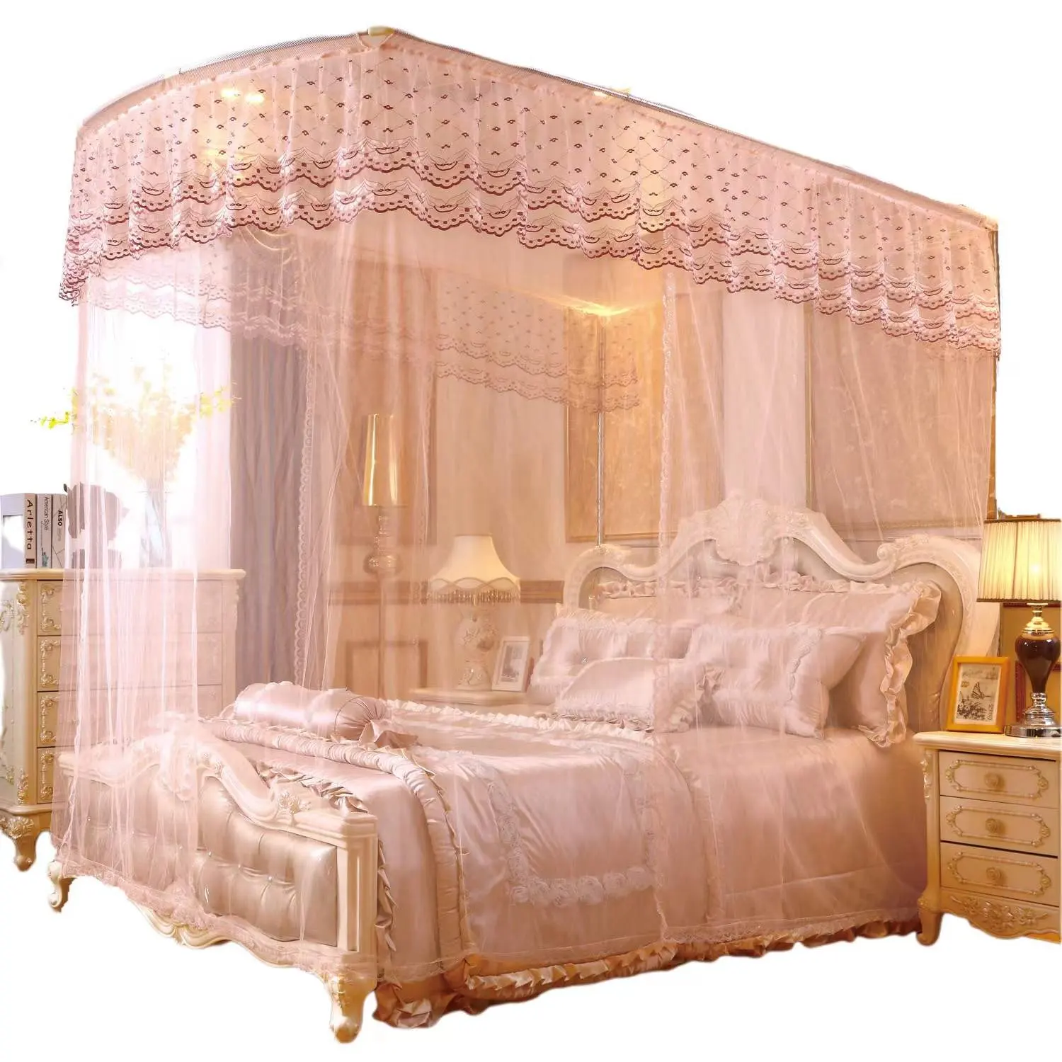 Best-selling Foldable Luxury Queen Size Breathable Good Retractable Royal Mosquito Net for Double Bed