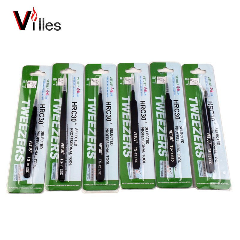 VETUS Antistatic stainless steel tweezers eyelash tweezers eyebrow tweezers