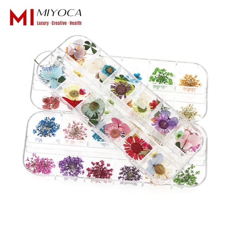 Miyoca 3D аксессуары для ногтей сушеные цветы для ногтей натуральные гортензии маргаритки пять лепестков цветов для сауны для ногтей Набор для украшения ногтей 2021
