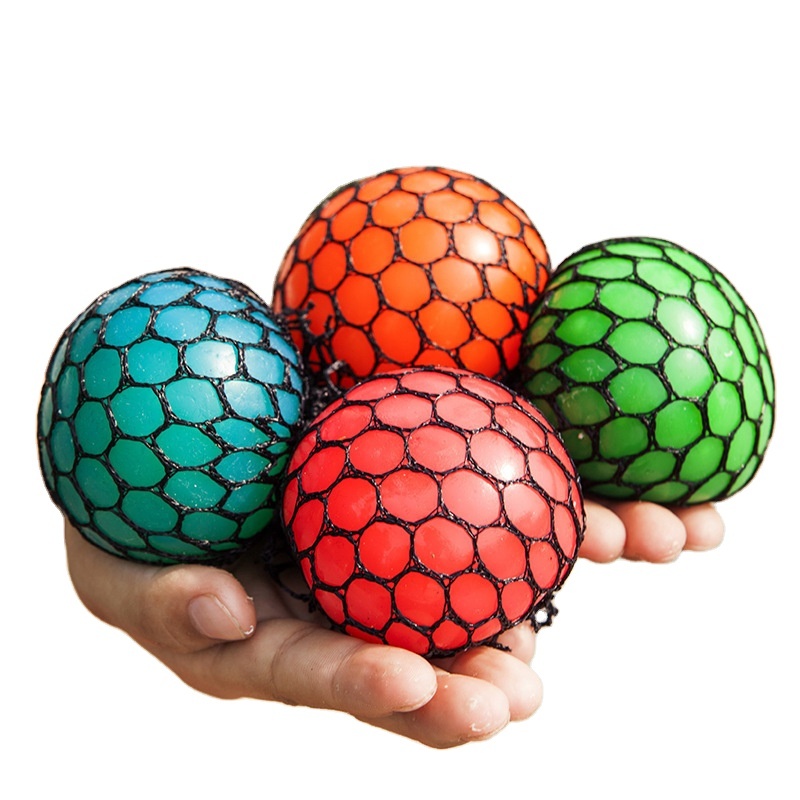 2025 New Arrival Unisex Grape Shape TPR Stress Ball Popular Sensory Fidget Toy for Autism Relief Mesh Enclosed Rubber Squeeze